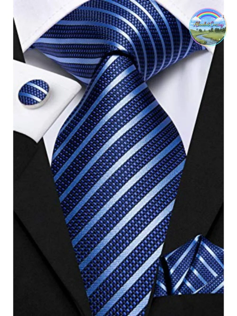 3pc Men's Tie Set Necktie Pocket Square Cufflinks Lapel Pin Silk Gift Box